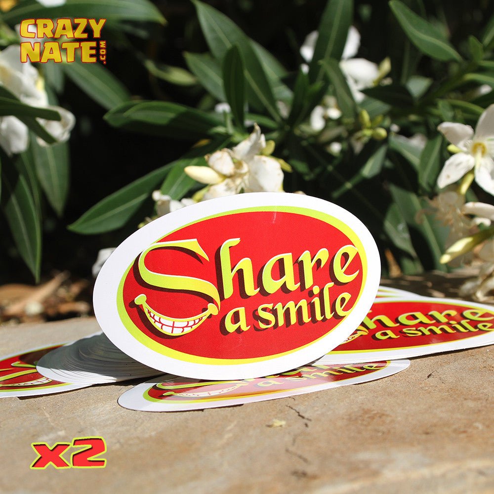 2 Share a Smile Stickers - Crazy Nate - Sticker